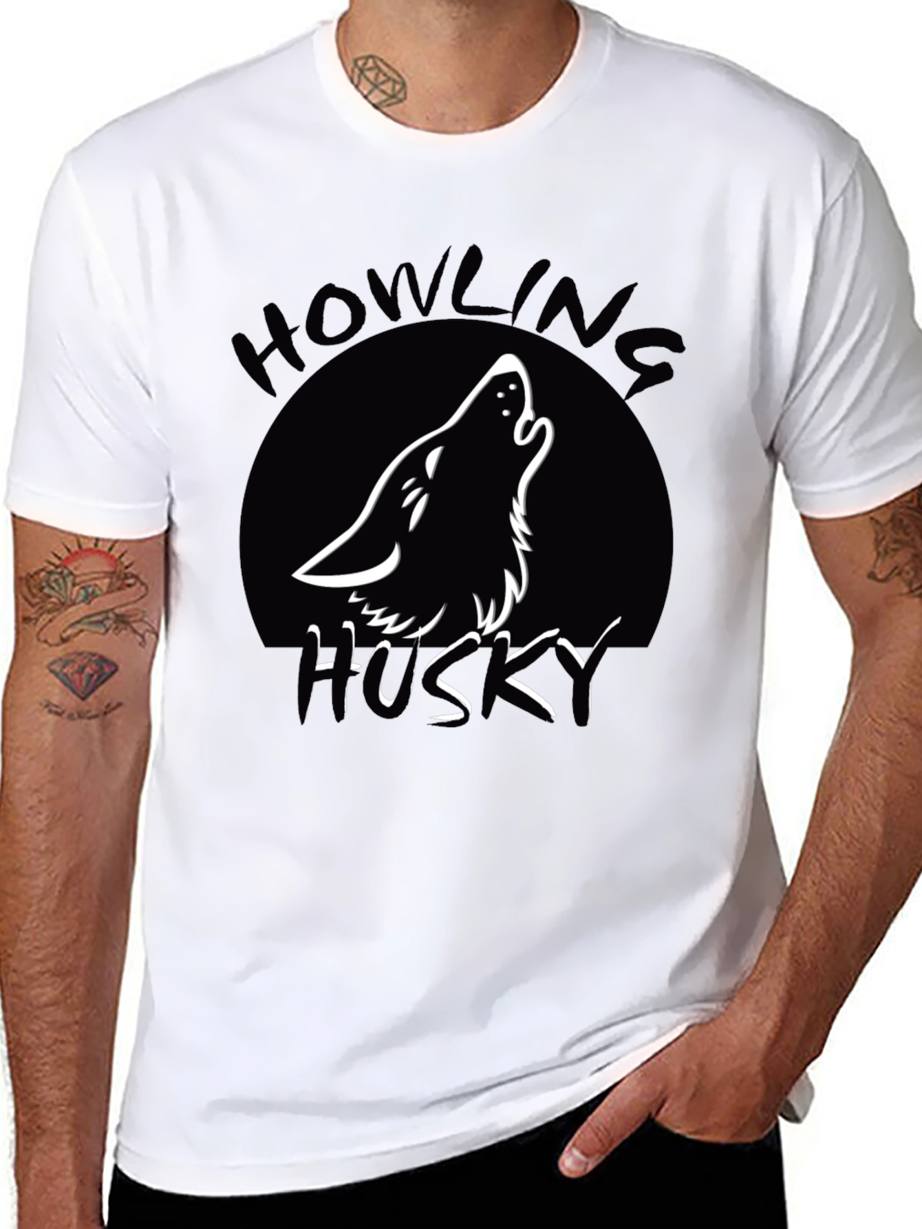 Howling Husky T-Shirt - Black