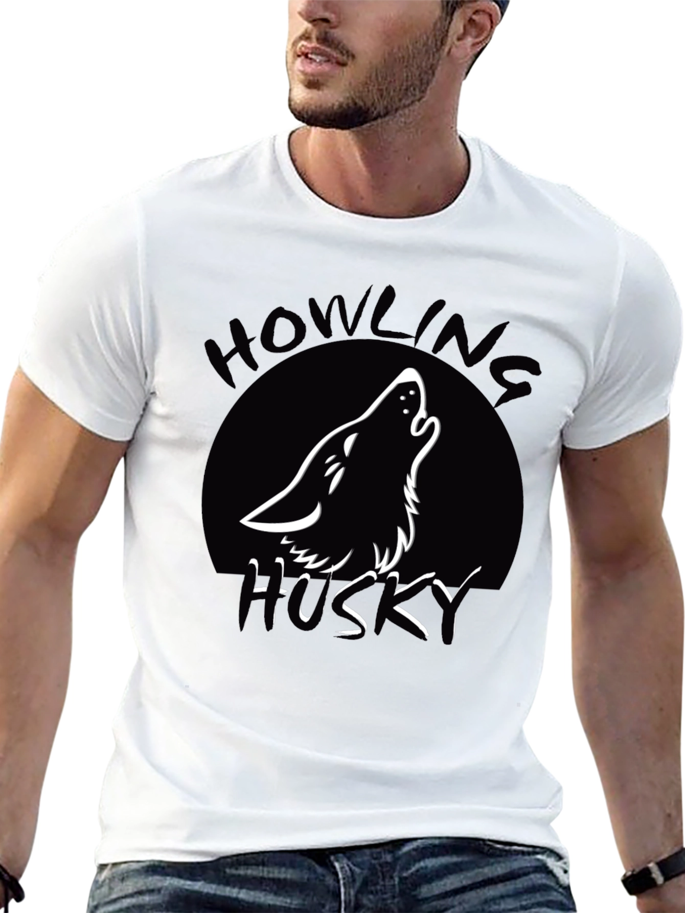 Howling Husky T-Shirt - Black