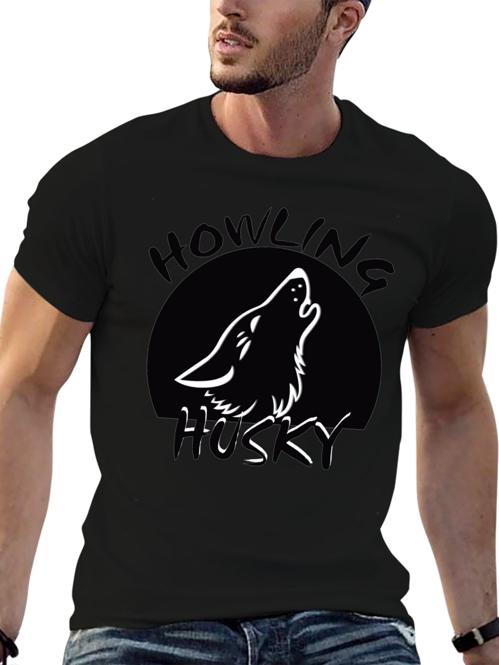 Howling Husky T-Shirt - Black