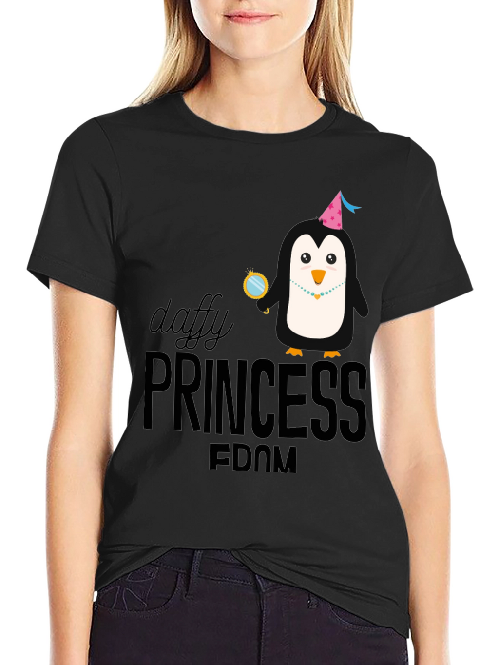 Daffy Princess Penguin T-Shirt - Black