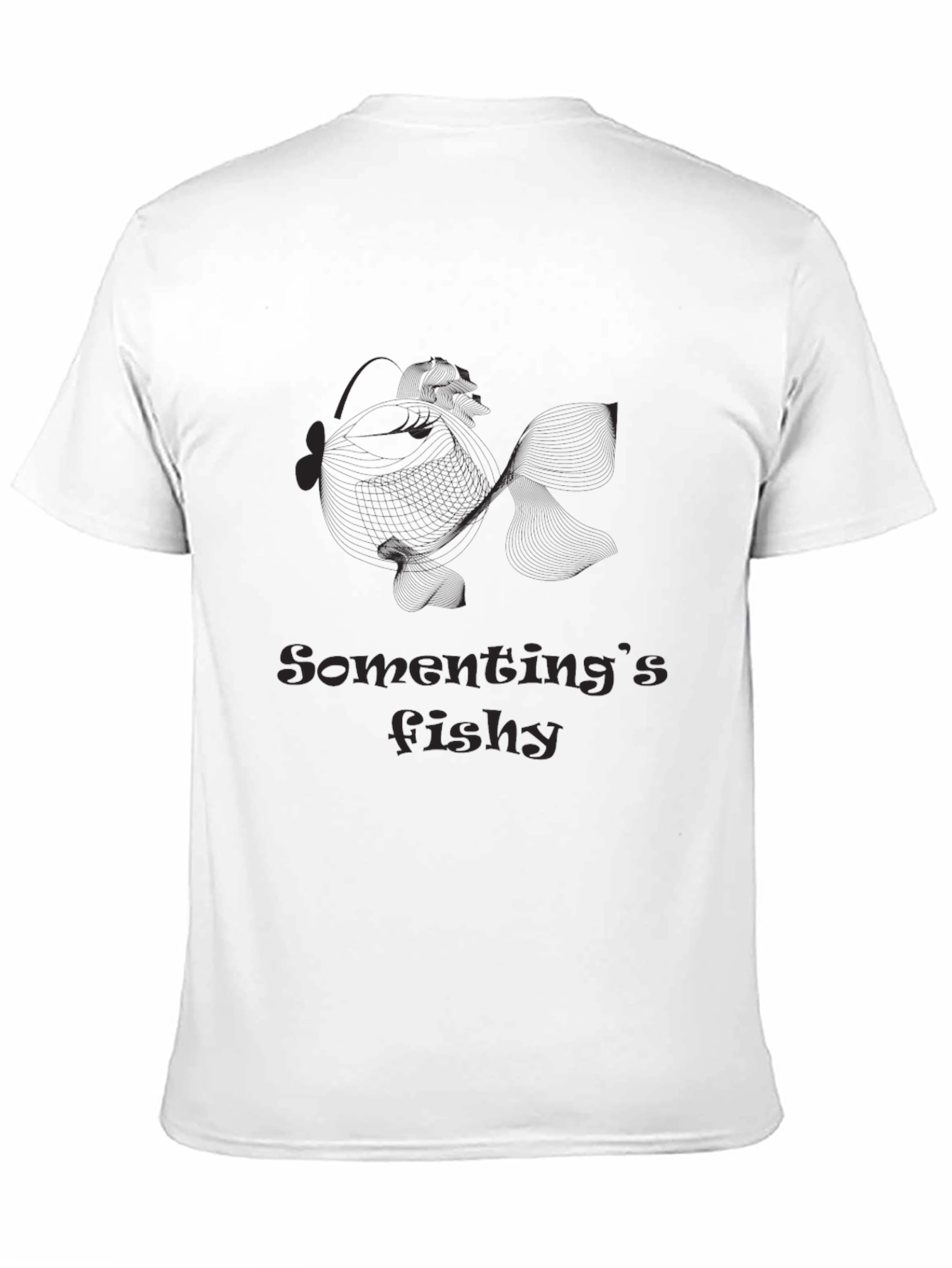 Somethings Fishy Funny Black T-Shirt