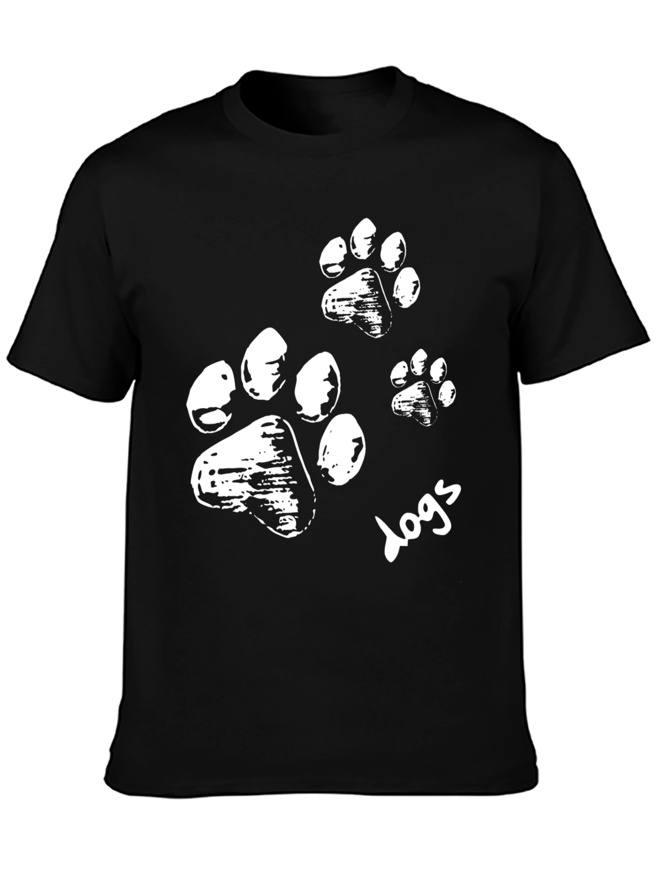 Dog Paw Print T-Shirt - Black