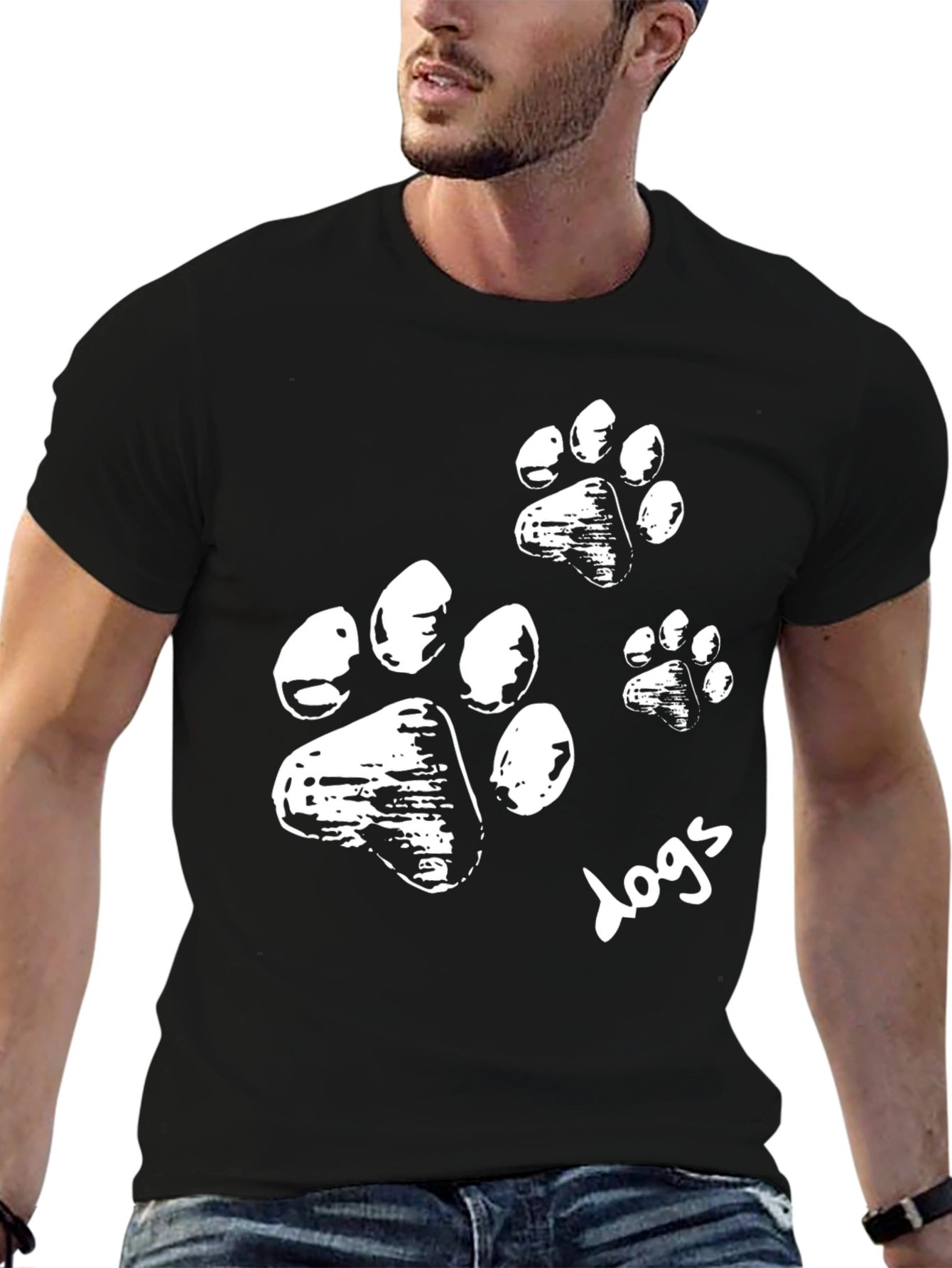 Dog Paw Print T-Shirt - Black
