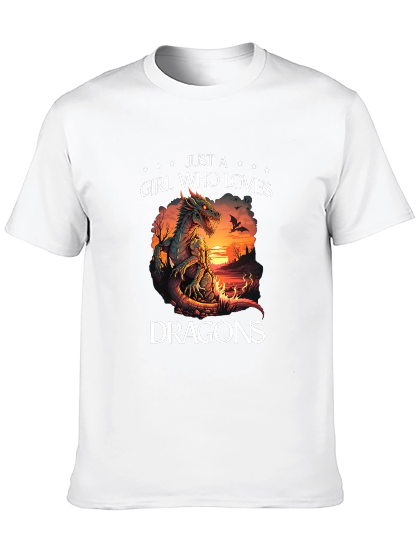 Girl Who Loves Dragons T-Shirt Black Cotton Blend