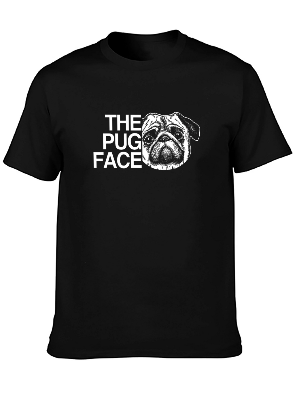 The Pug Face Black Cotton Graphic Tee