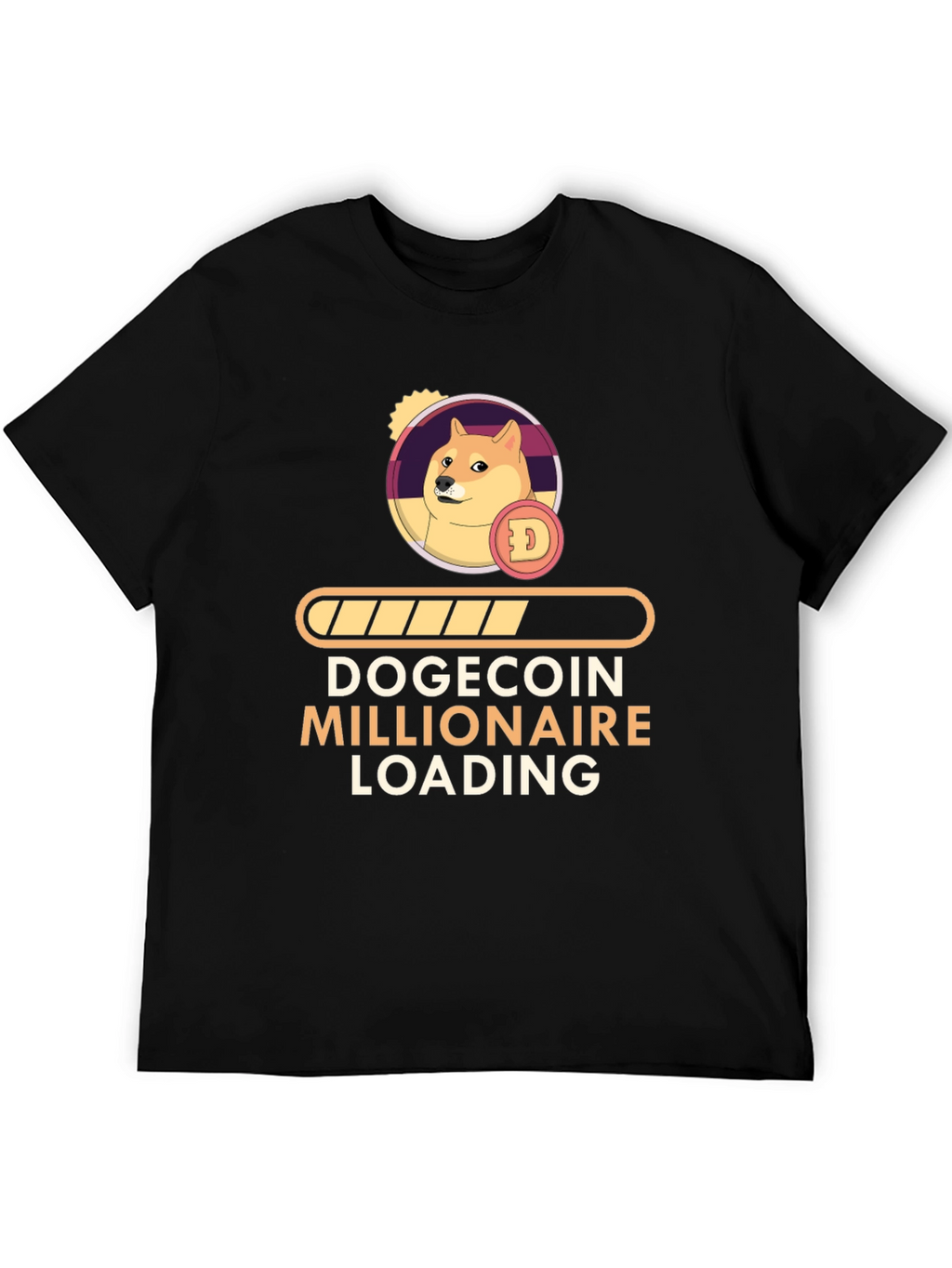 Dogecoin Millionaire Loading Black T-Shirt