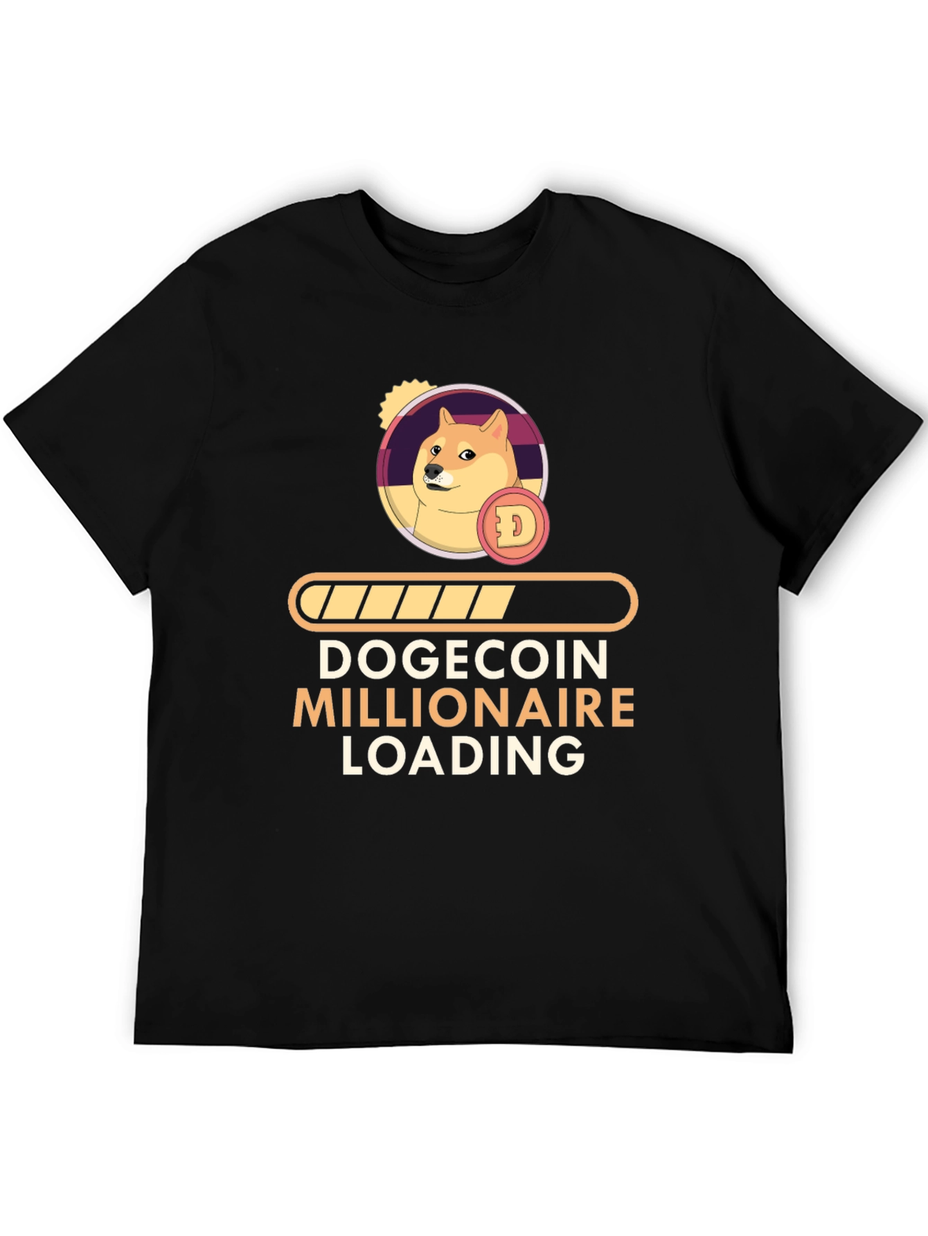 Dogecoin Millionaire Loading Black T-Shirt