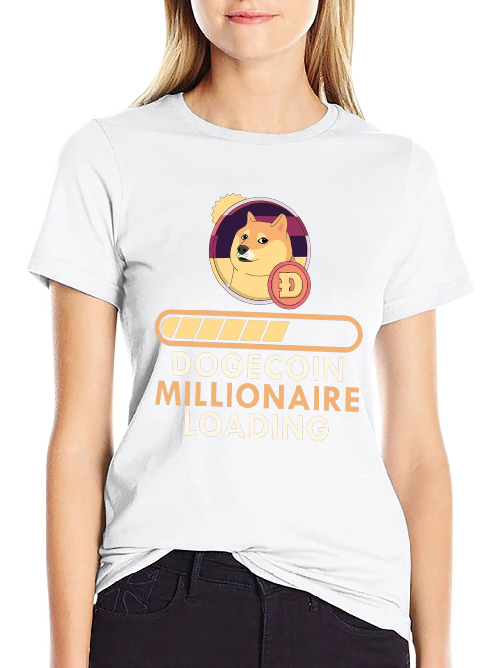 Dogecoin Millionaire Loading Black T-Shirt