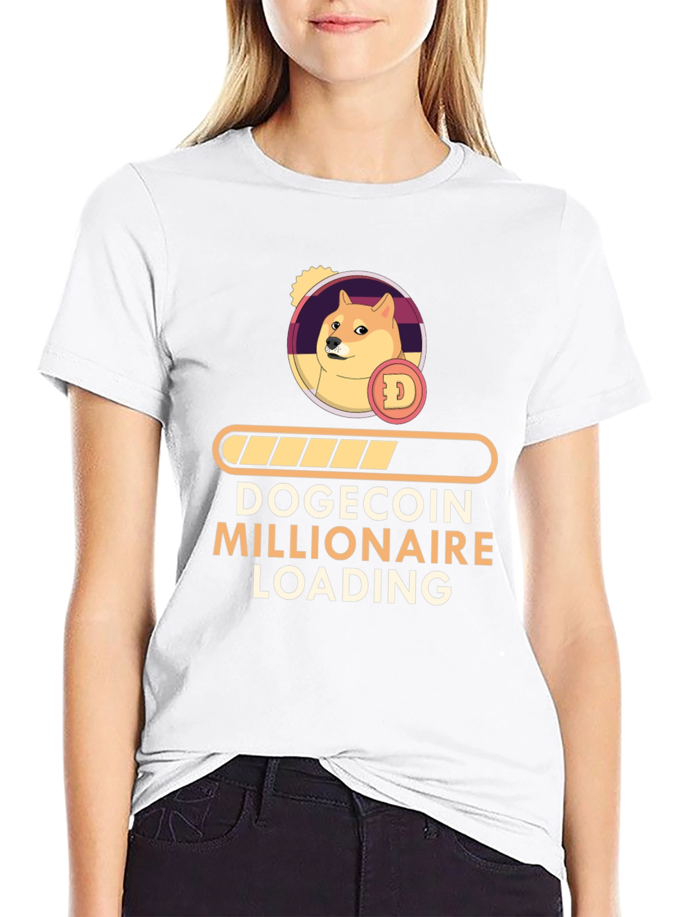 Dogecoin Millionaire Loading Black T-Shirt