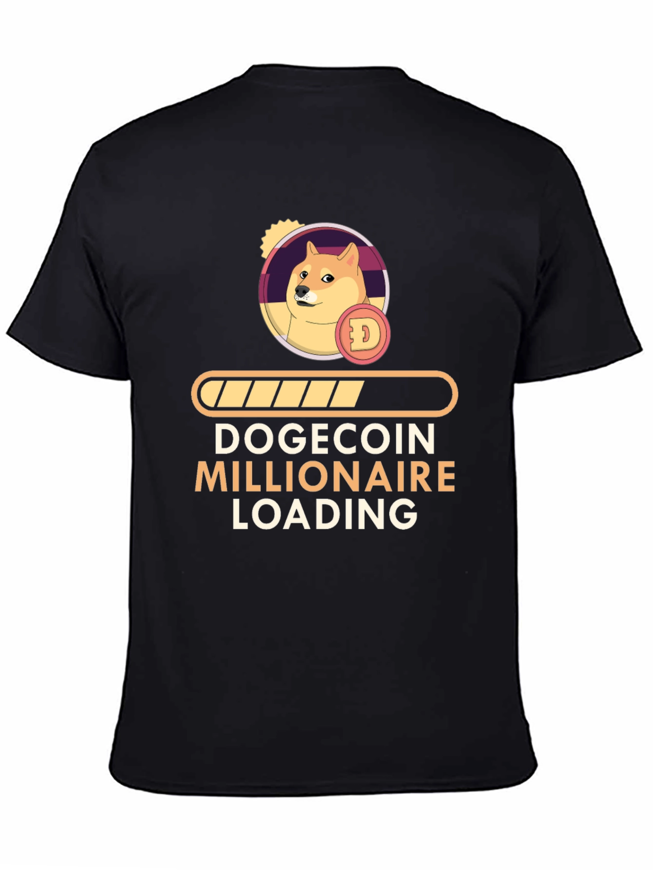 Dogecoin Millionaire Loading Black T-Shirt