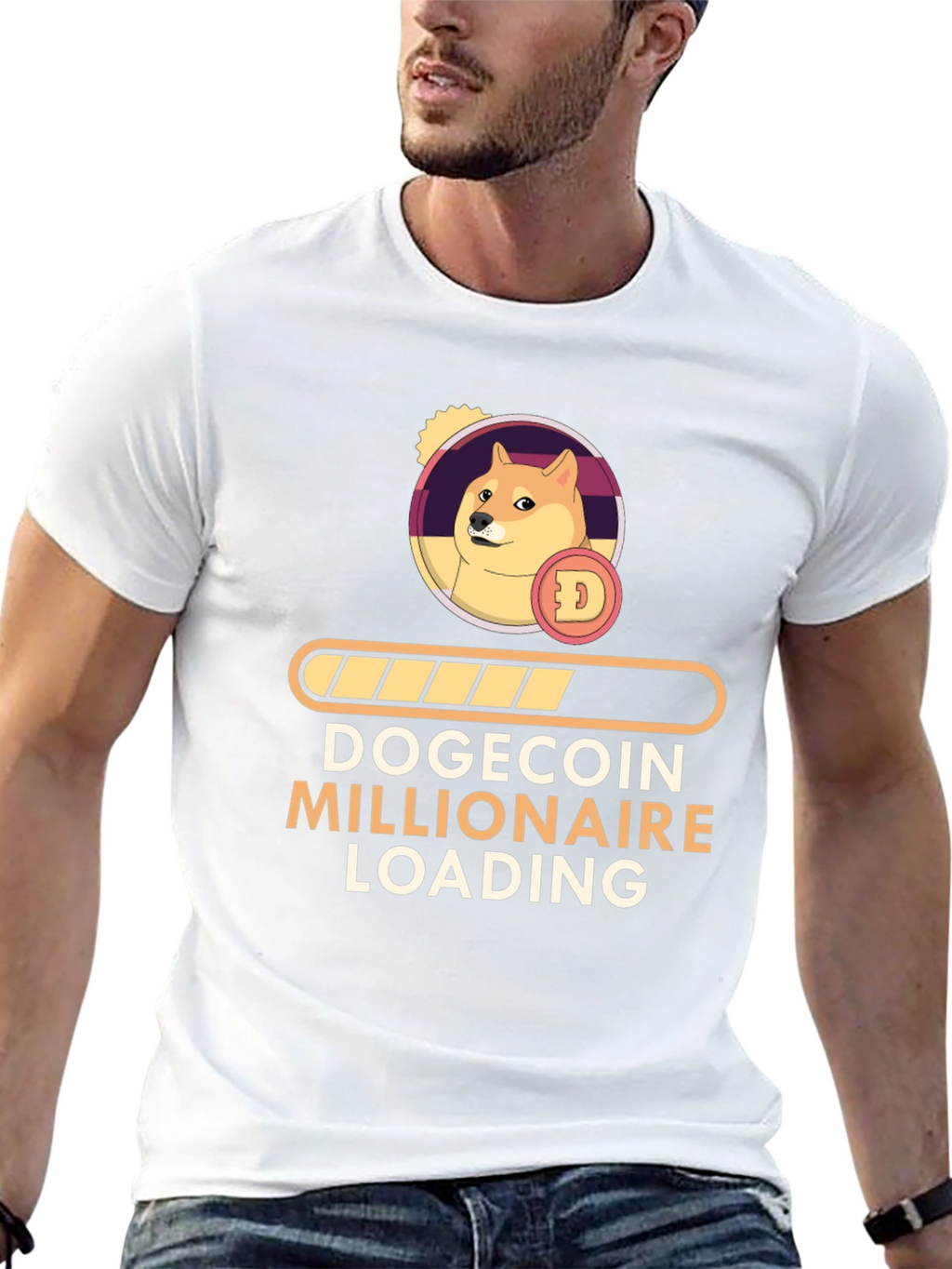Dogecoin Millionaire Loading Black T-Shirt