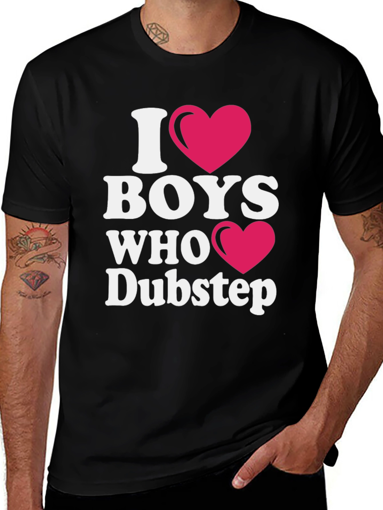 I Heart Boys Who Dubstep Black T-Shirt