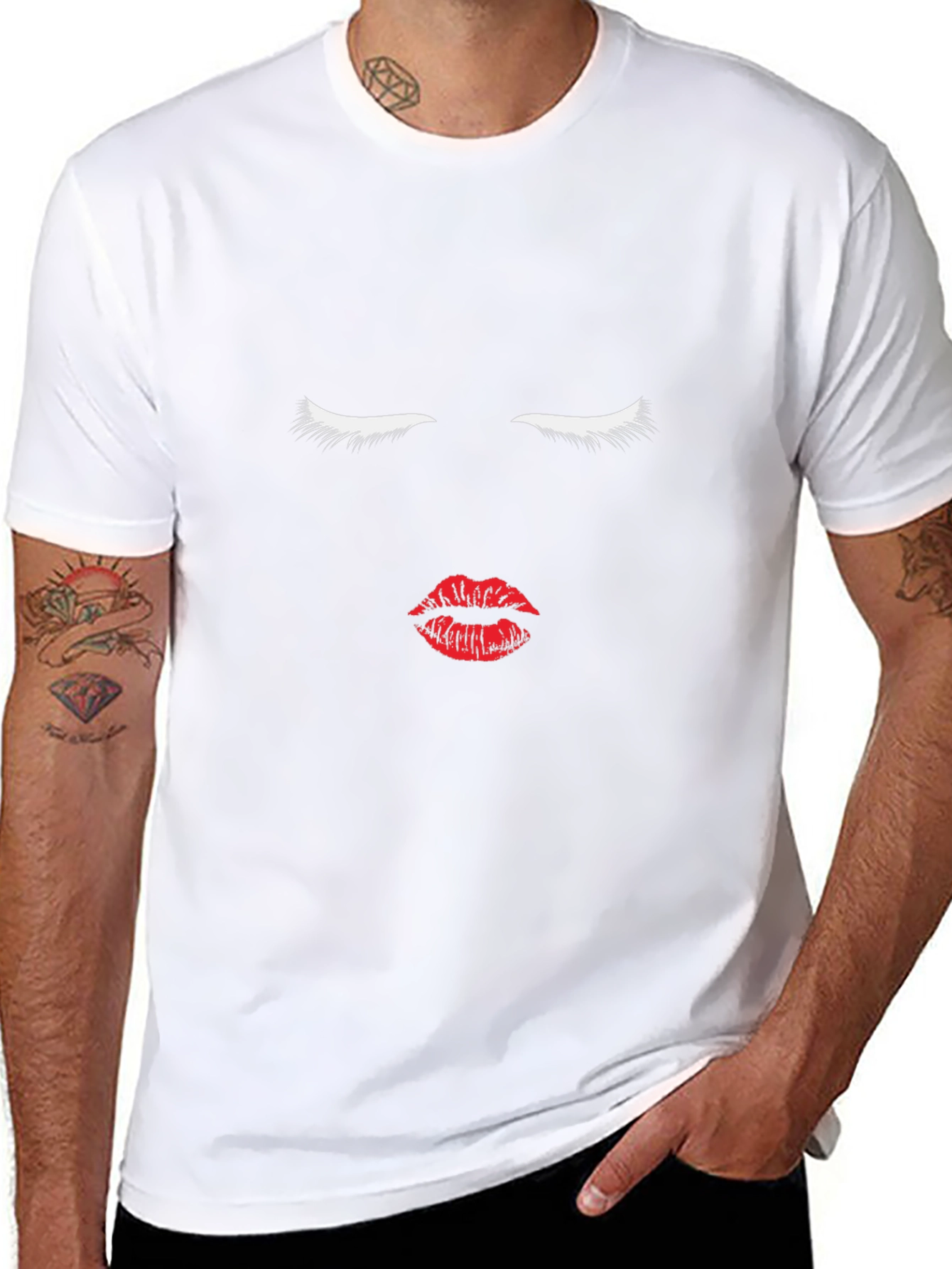 Minimalist Face Graphic T-Shirt - Black