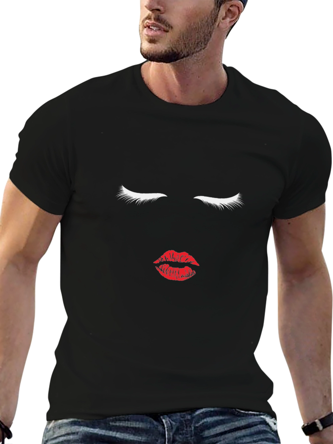Minimalist Face Graphic T-Shirt - Black