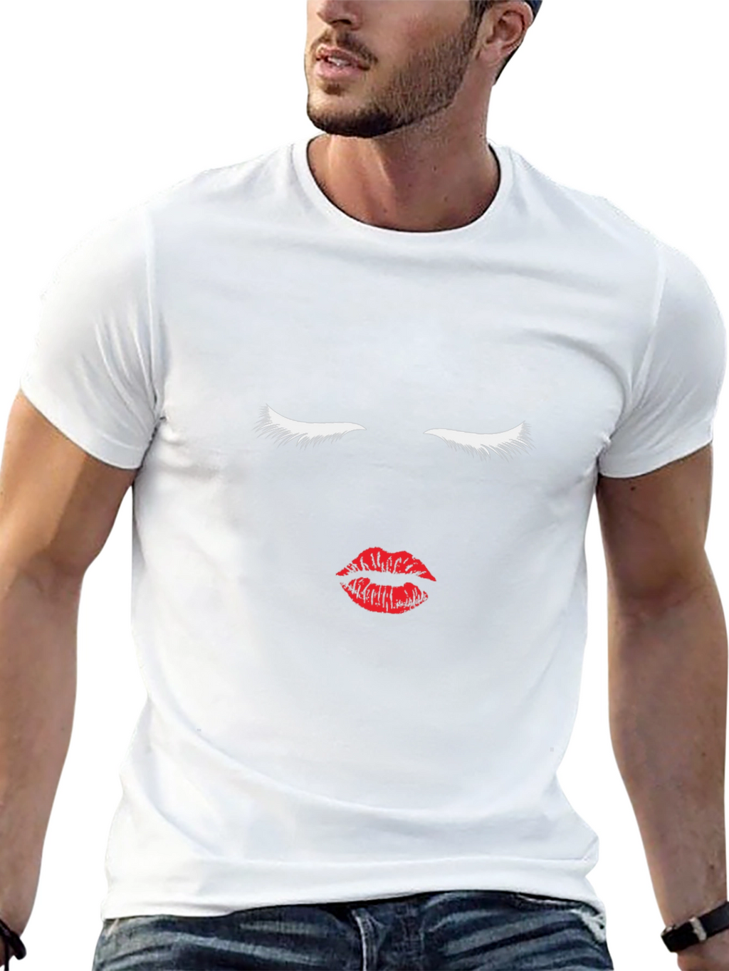 Minimalist Face Graphic T-Shirt - Black