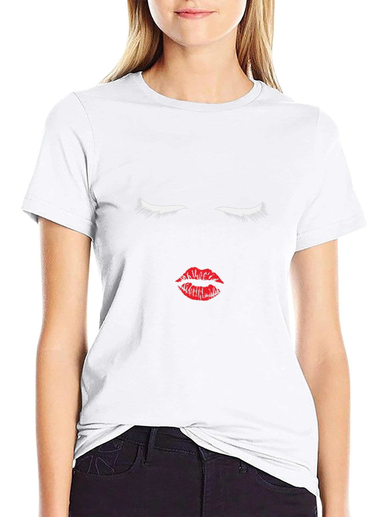 Minimalist Face Graphic T-Shirt - Black