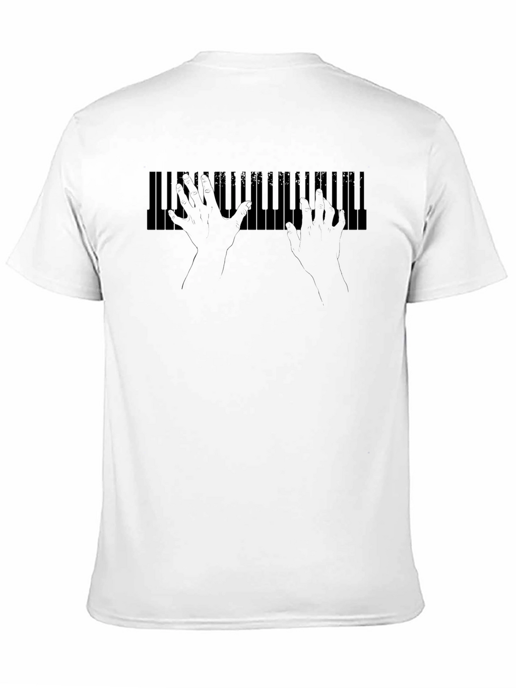 Piano Keys Hands Black Graphic Tee