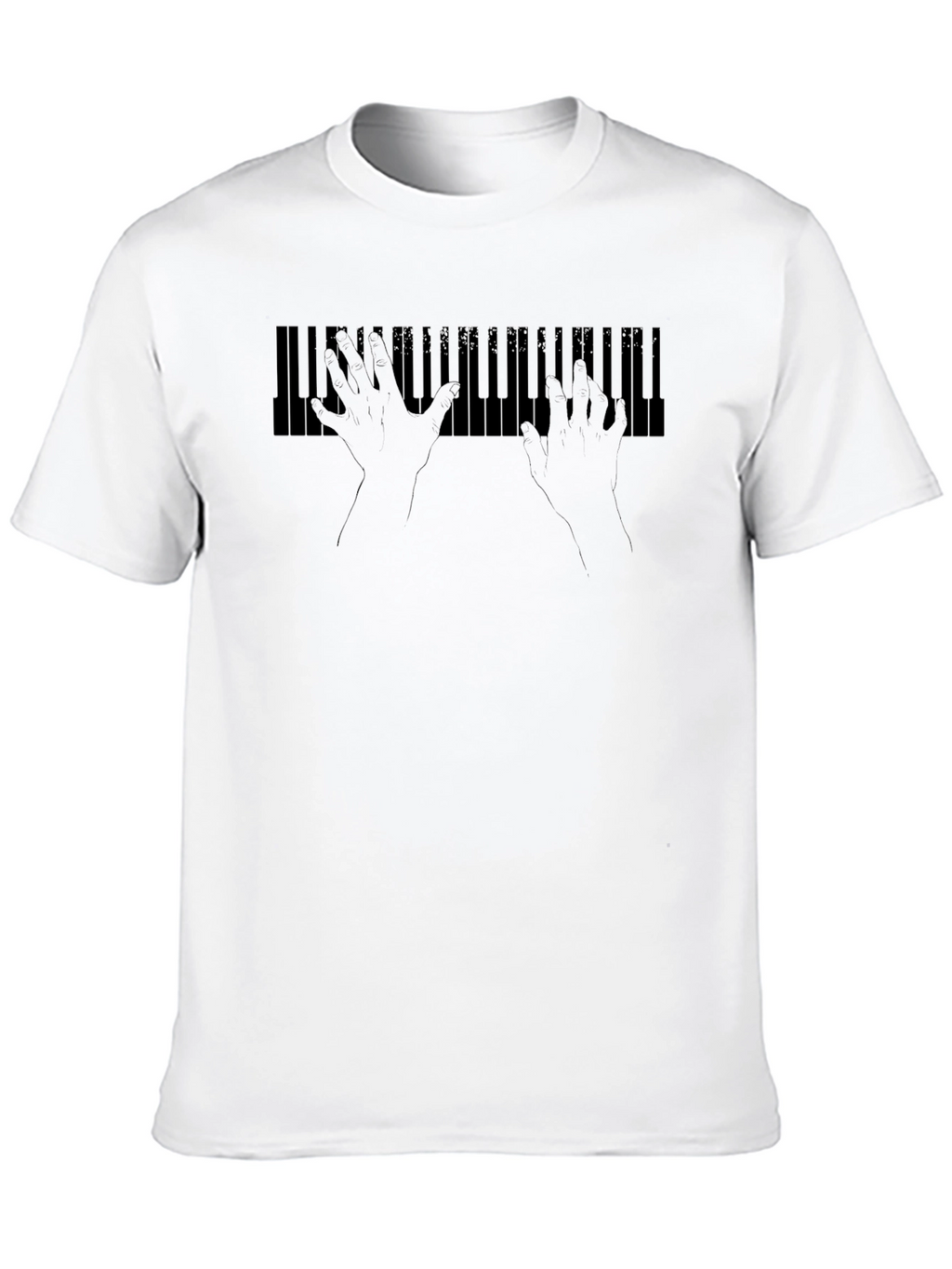 Piano Keys Hands Black Graphic Tee