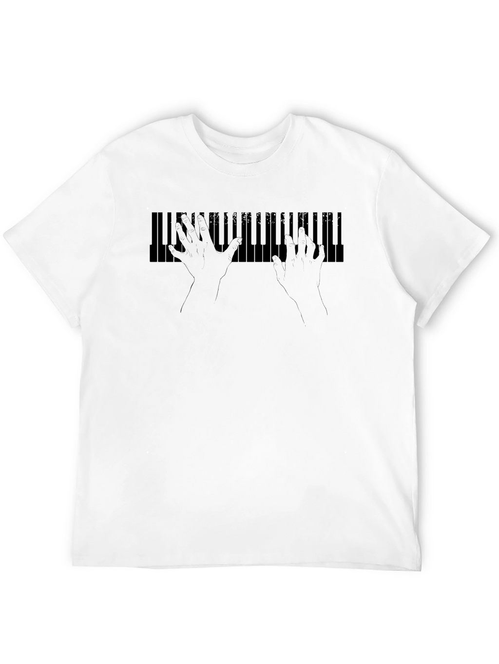 Piano Keys Hands Black Graphic Tee