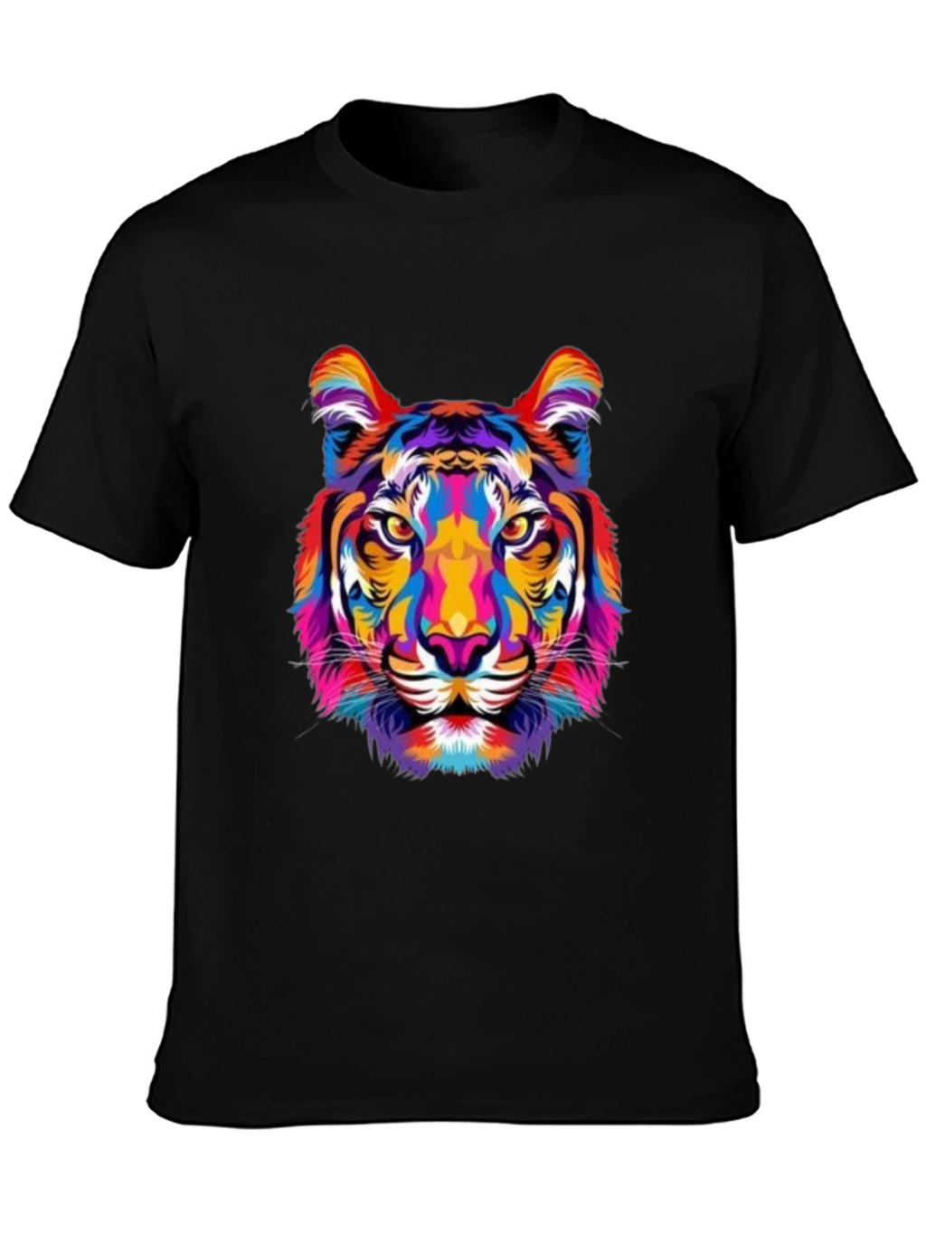 Vibrant Tiger Graphic Print Black T-Shirt