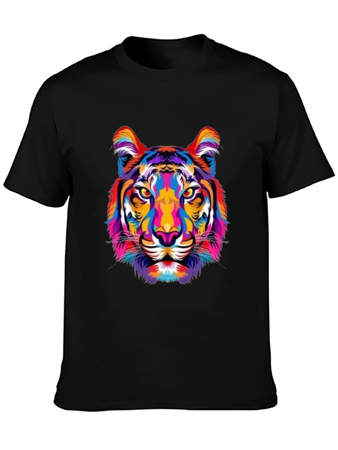 Vibrant Tiger Graphic Print Black T-Shirt