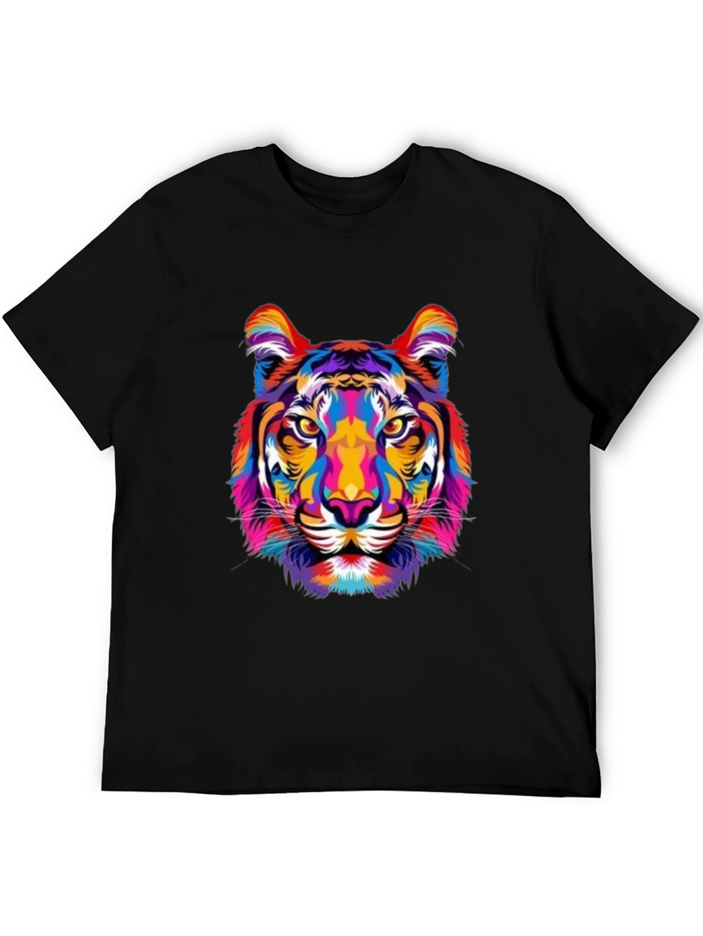 Vibrant Tiger Graphic Print Black T-Shirt