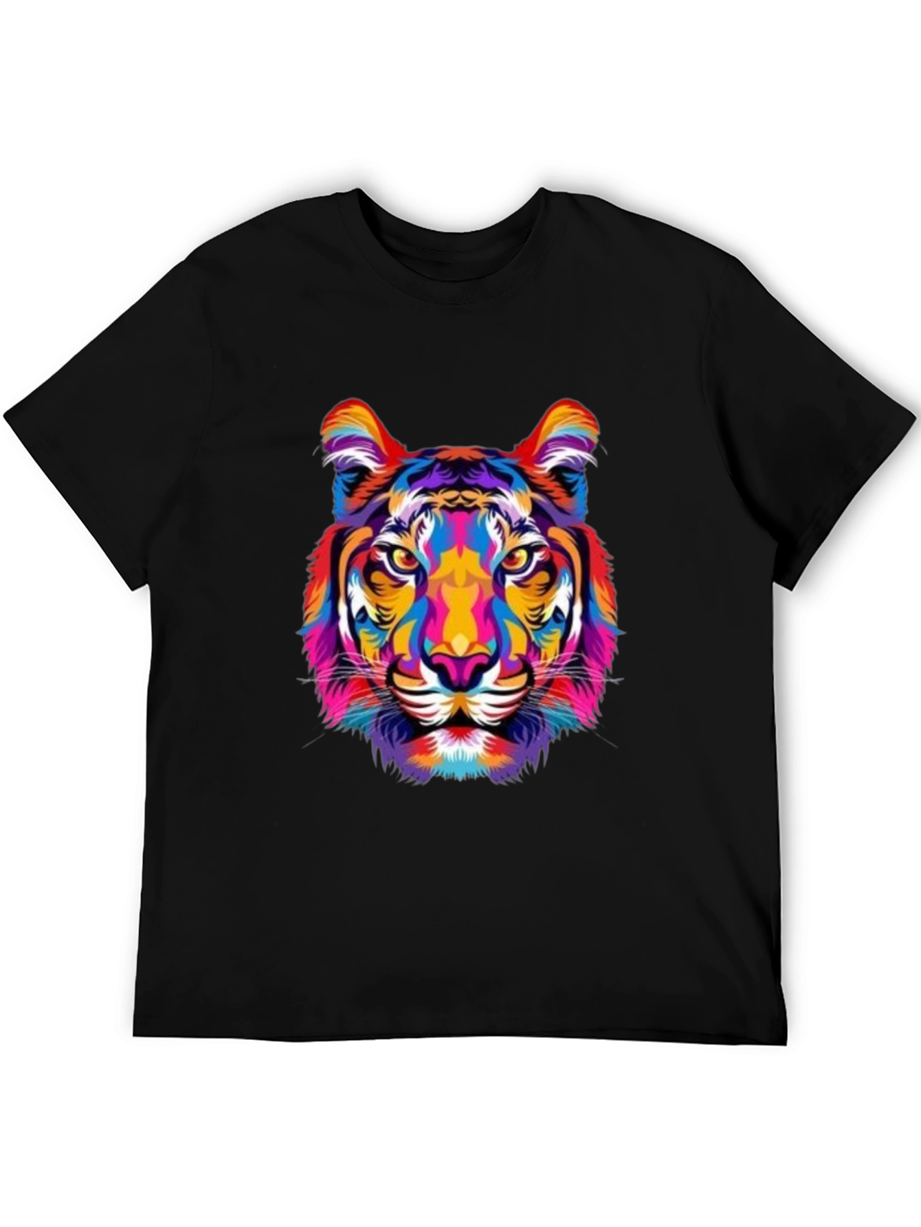 Vibrant Tiger Graphic Print Black T-Shirt
