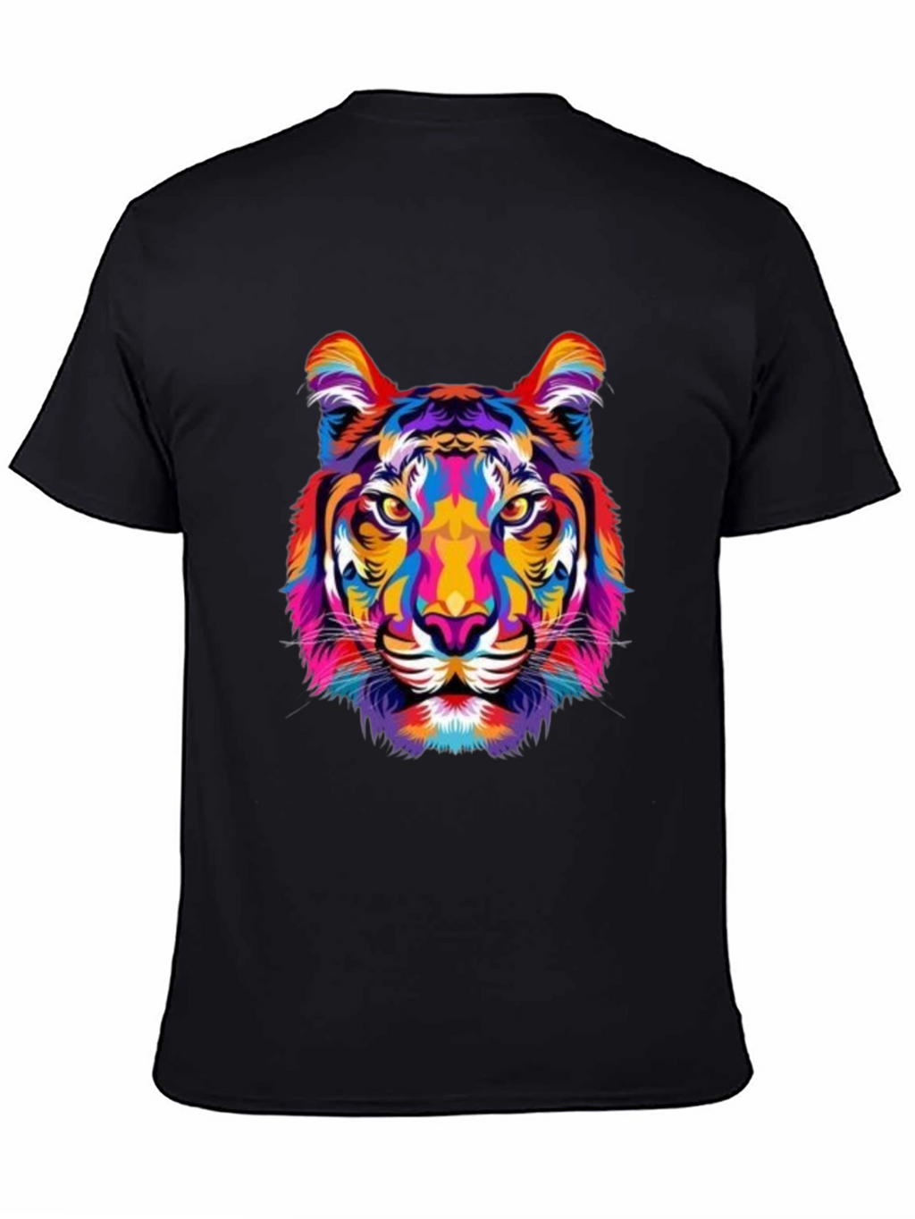Vibrant Tiger Graphic Print Black T-Shirt