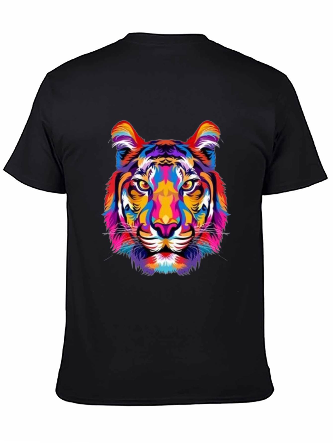Vibrant Tiger Graphic Print Black T-Shirt