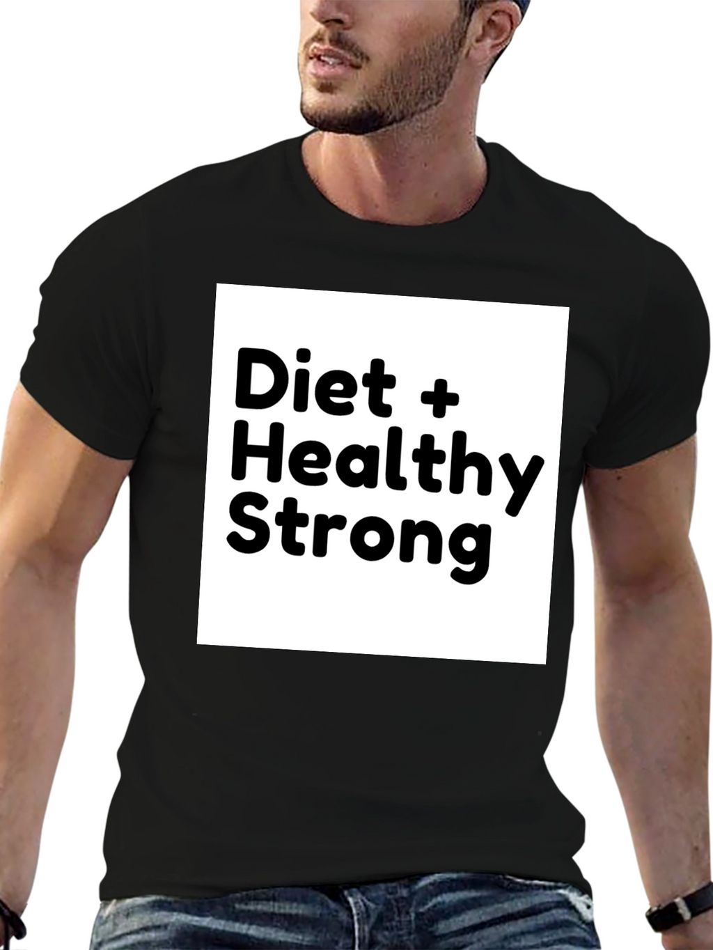 Diet + Healthy Strong Black Graphic T-Shirt