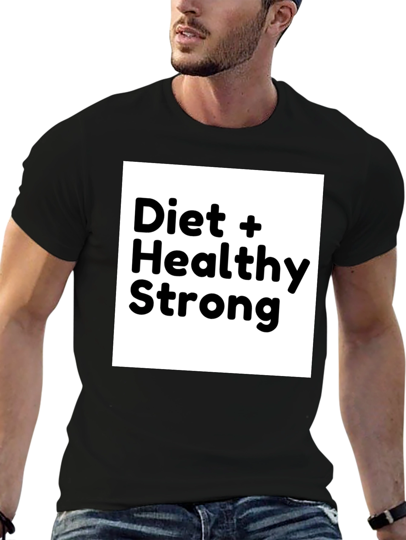 Diet + Healthy Strong Black Graphic T-Shirt