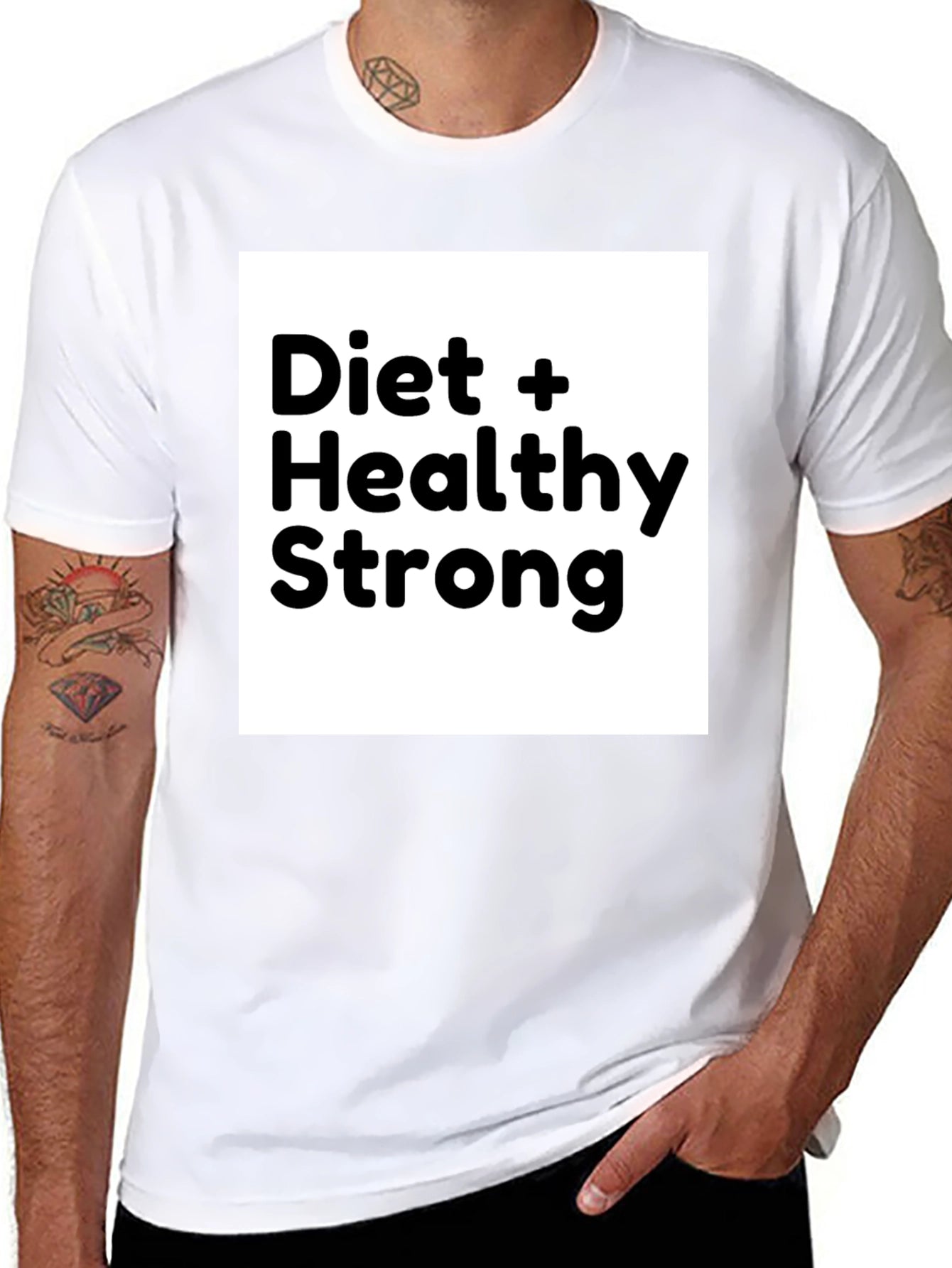 Diet + Healthy Strong Black Graphic T-Shirt