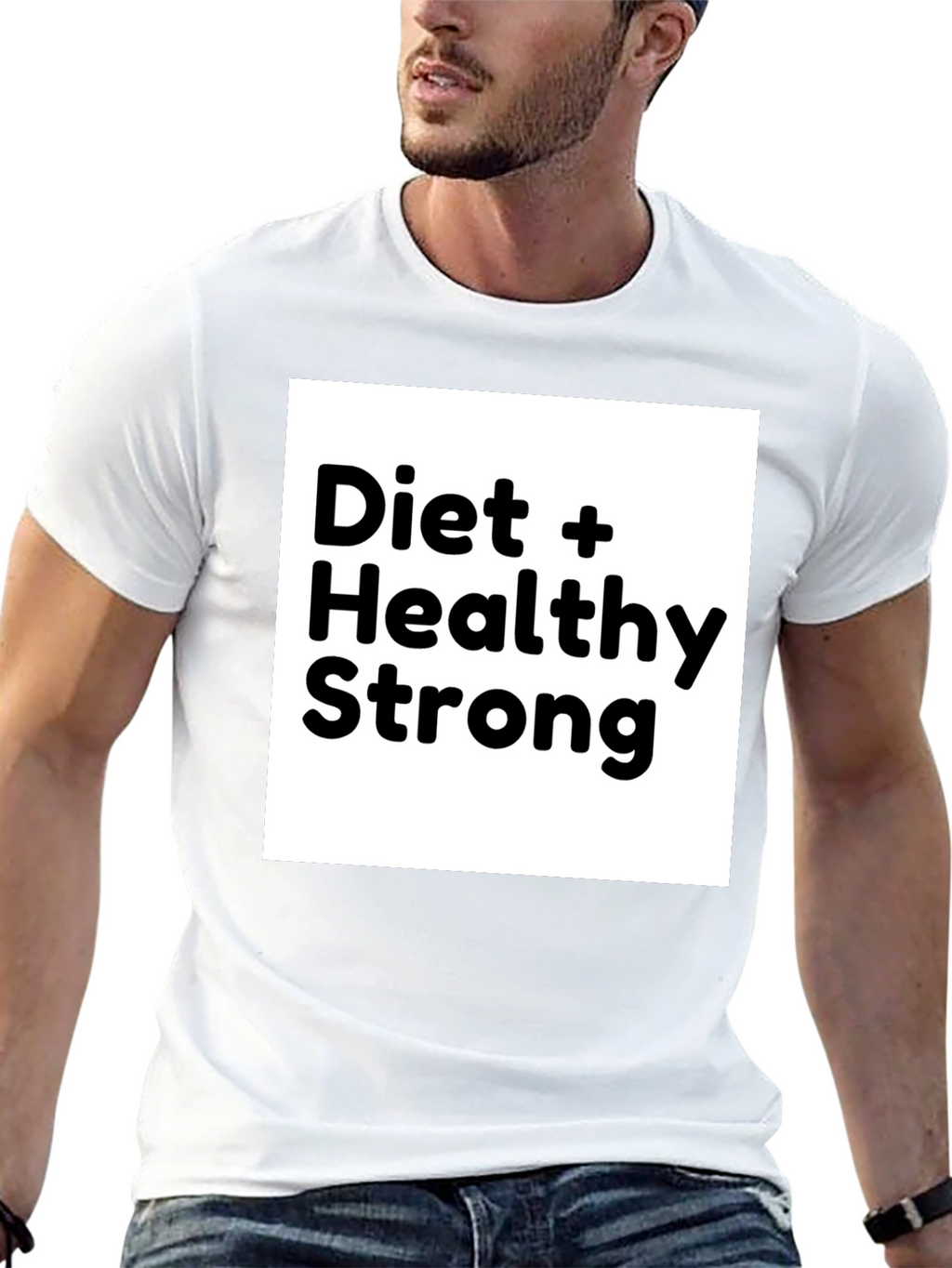 Diet + Healthy Strong Black Graphic T-Shirt