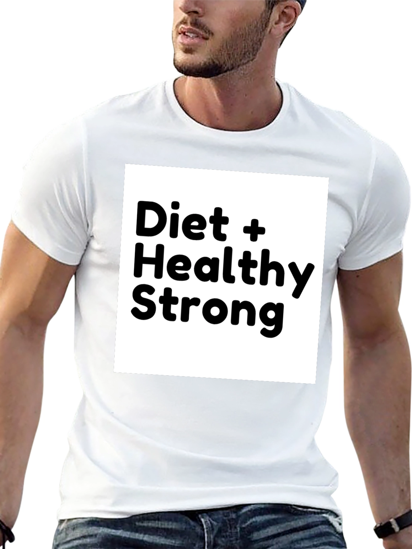 Diet + Healthy Strong Black Graphic T-Shirt