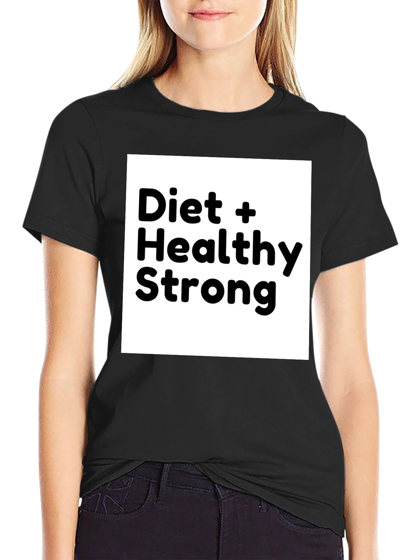 Diet + Healthy Strong Black Graphic T-Shirt