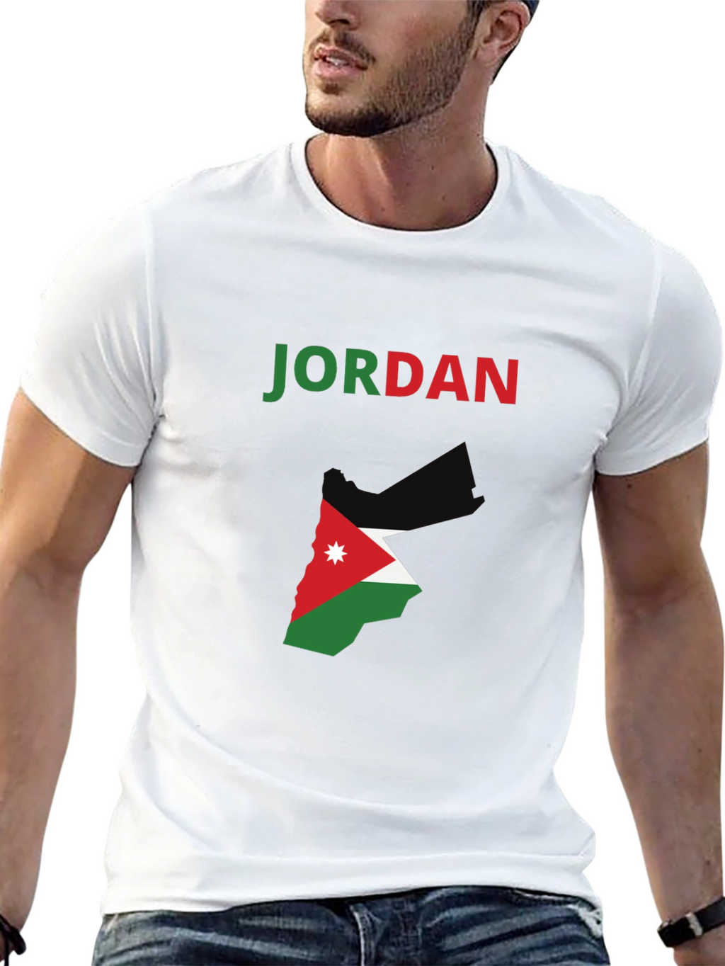 Jordan Flag Map T-Shirt - Black Cotton Tee