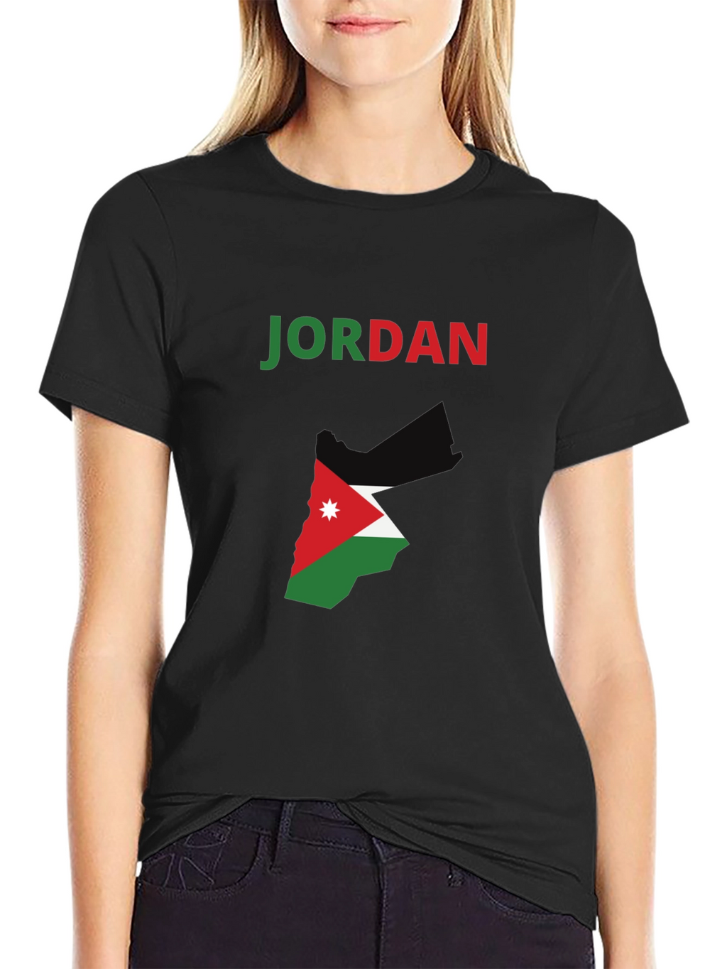 Jordan Flag Map T-Shirt - Black Cotton Tee
