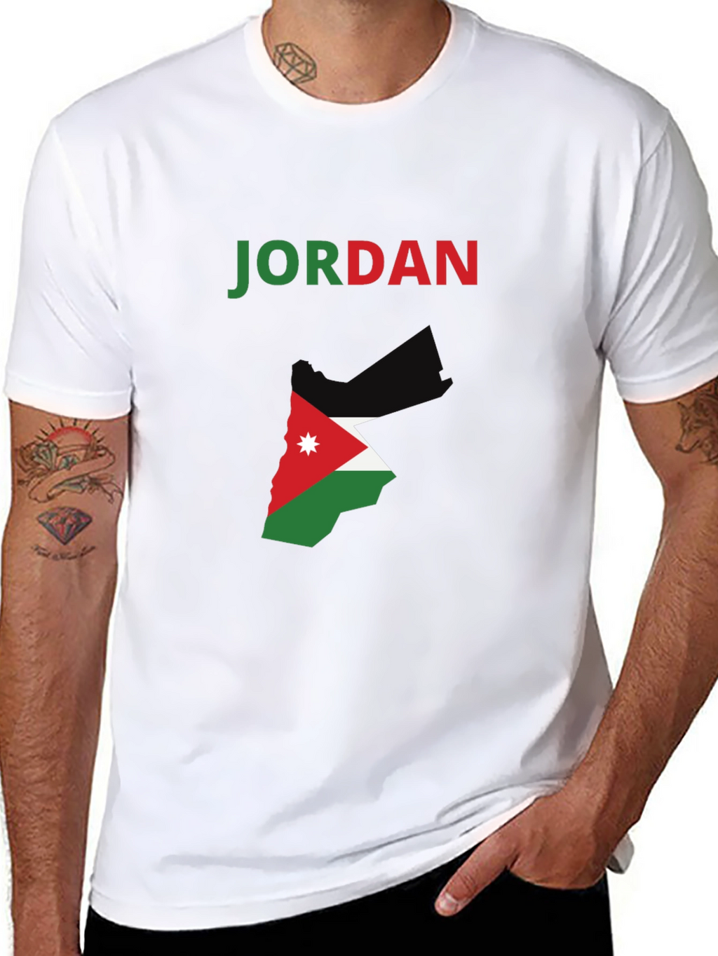 Jordan Flag Map T-Shirt - Black Cotton Tee