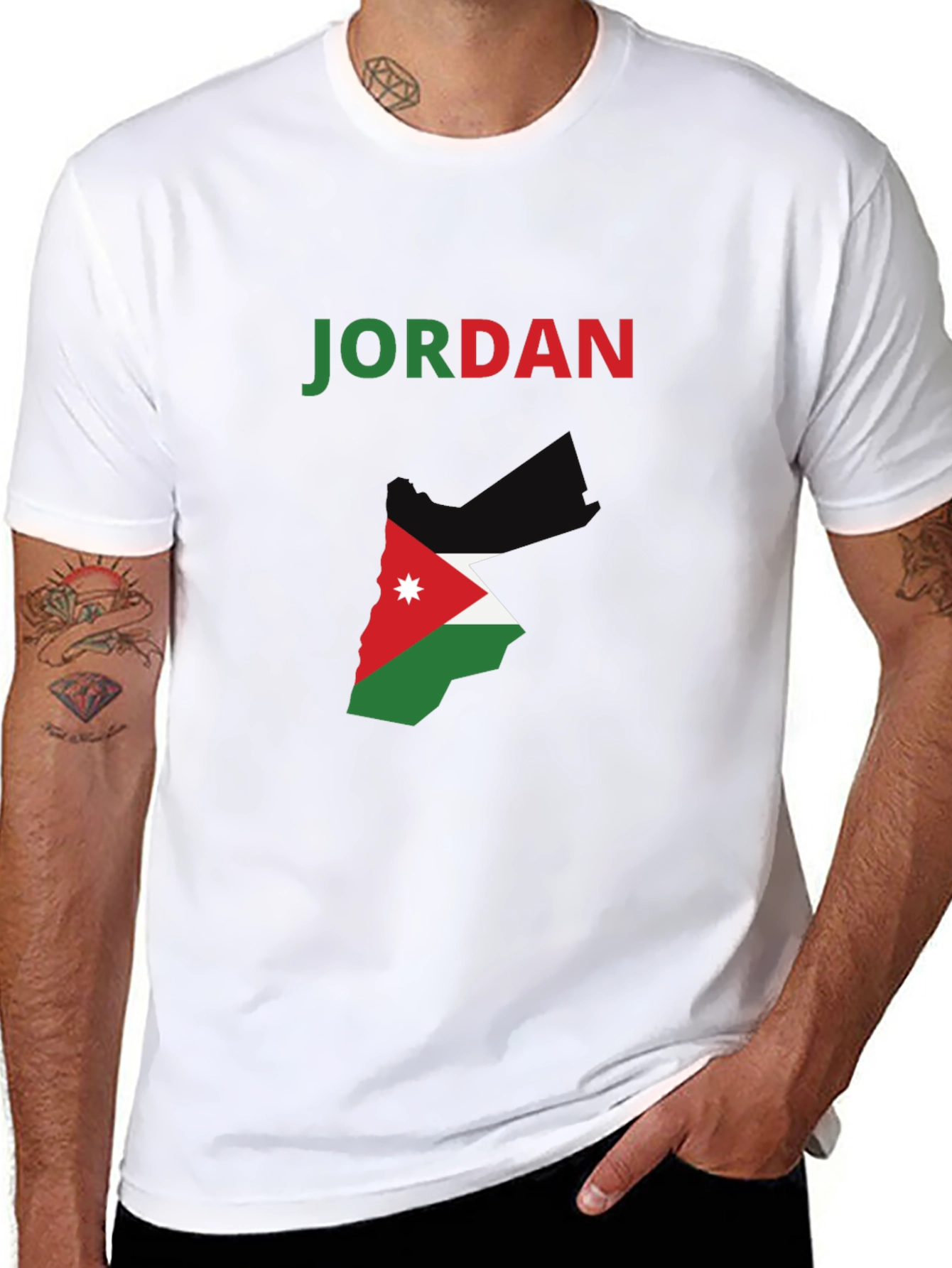 Jordan Flag Map T-Shirt - Black Cotton Tee