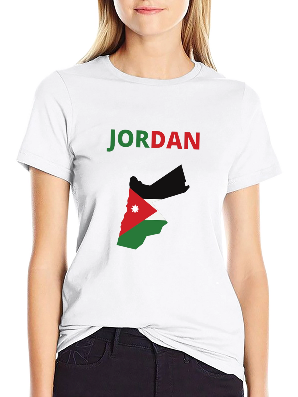 Jordan Flag Map T-Shirt - Black Cotton Tee