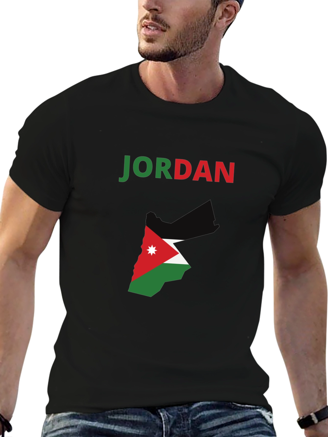 Jordan Flag Map T-Shirt - Black Cotton Tee