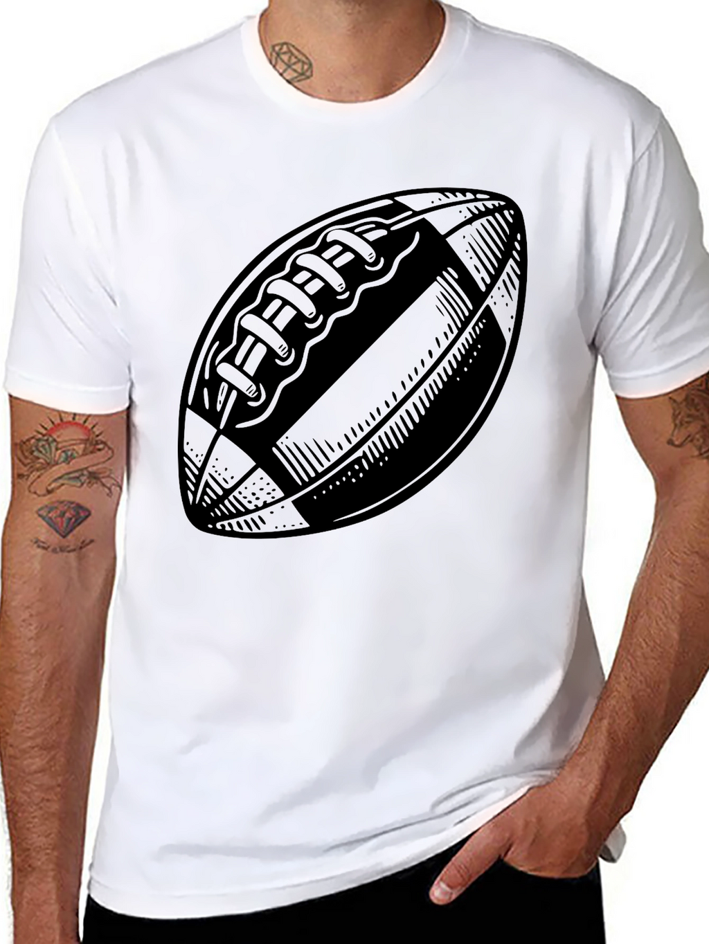 Mens Black Football Graphic T-Shirt