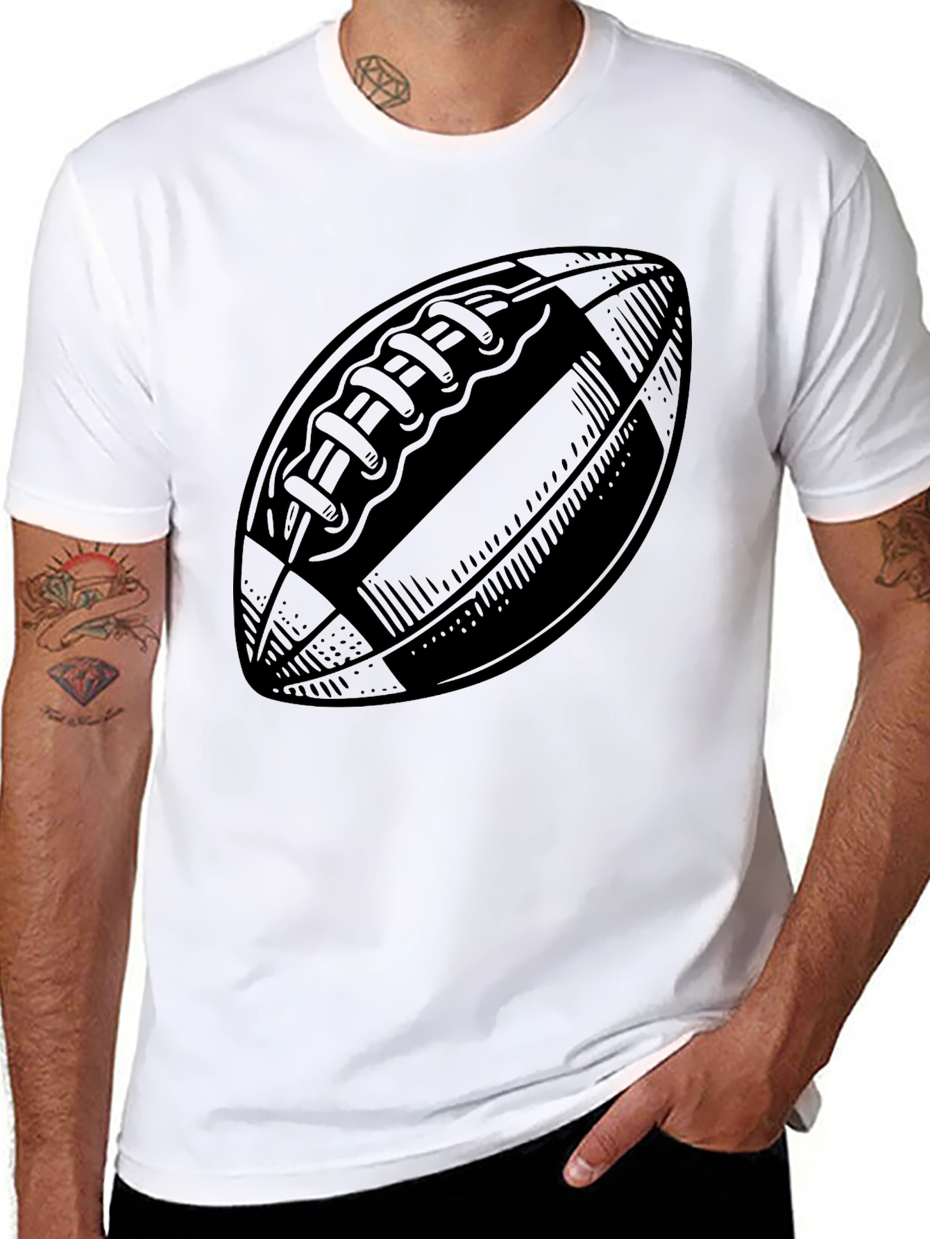 Mens Black Football Graphic T-Shirt