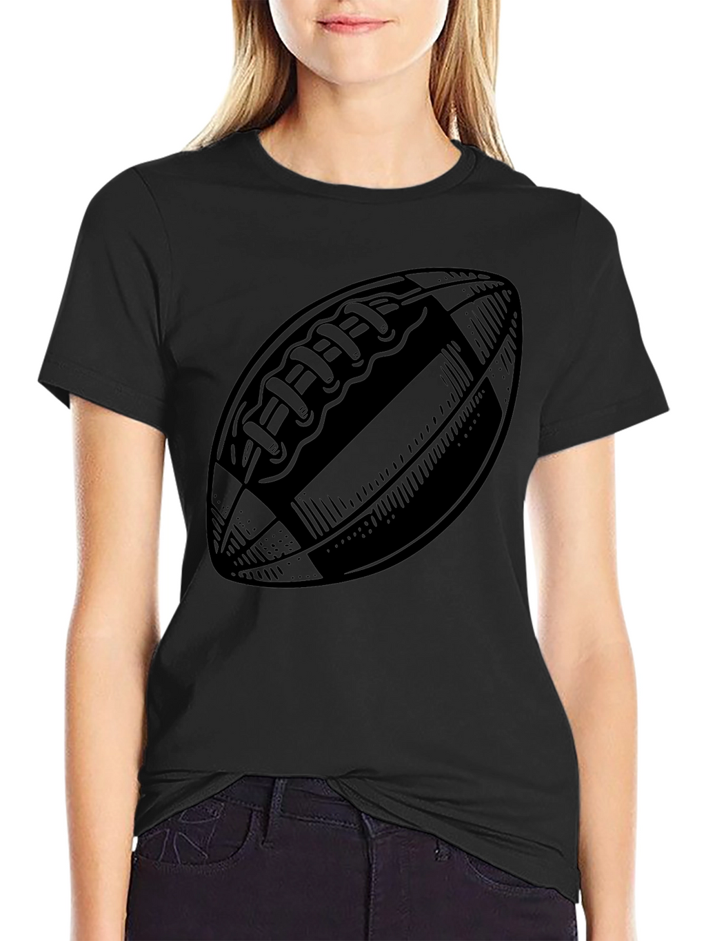 Mens Black Football Graphic T-Shirt