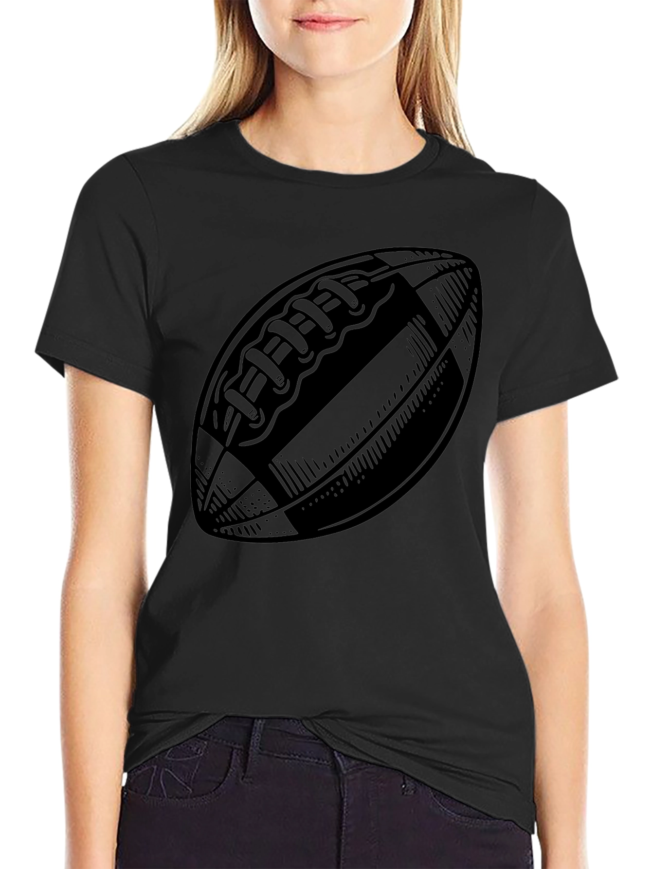 Mens Black Football Graphic T-Shirt