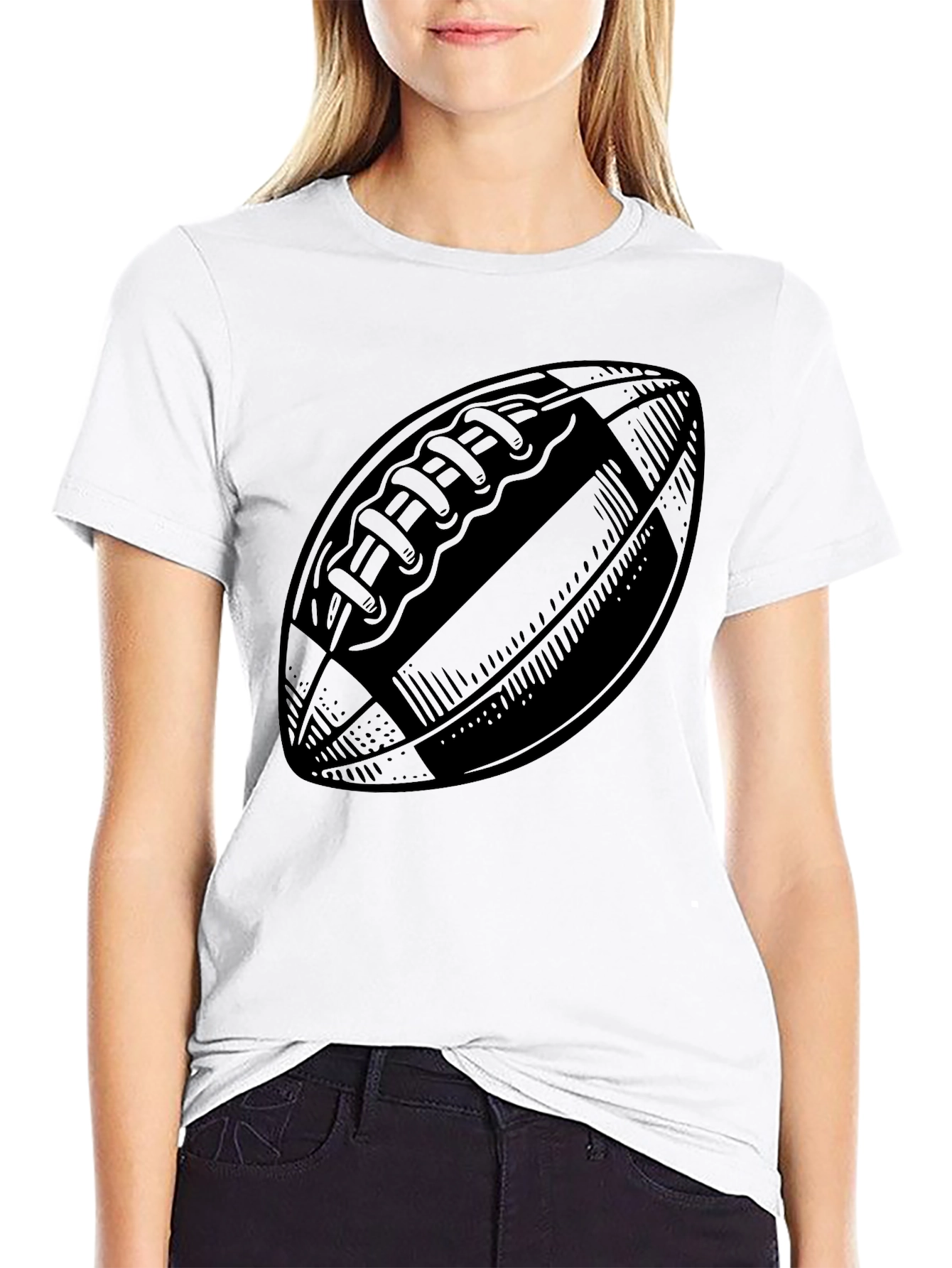 Mens Black Football Graphic T-Shirt