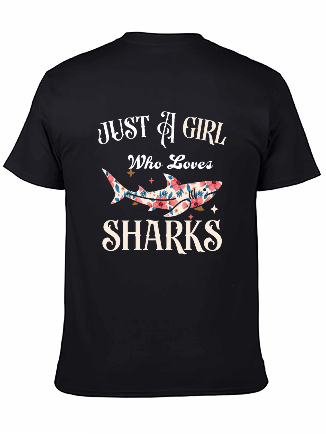 Floral Shark Lover T-Shirt - Just A Girl Who Loves Sharks