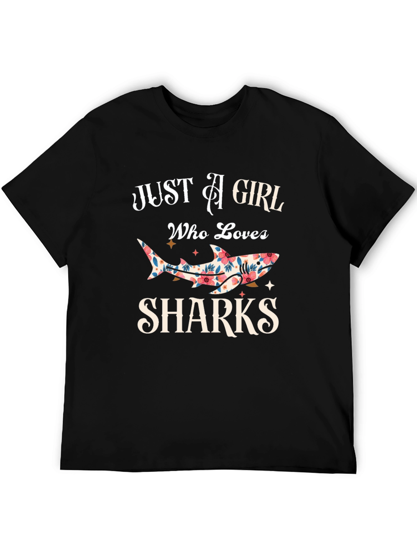 Floral Shark Lover T-Shirt - Just A Girl Who Loves Sharks