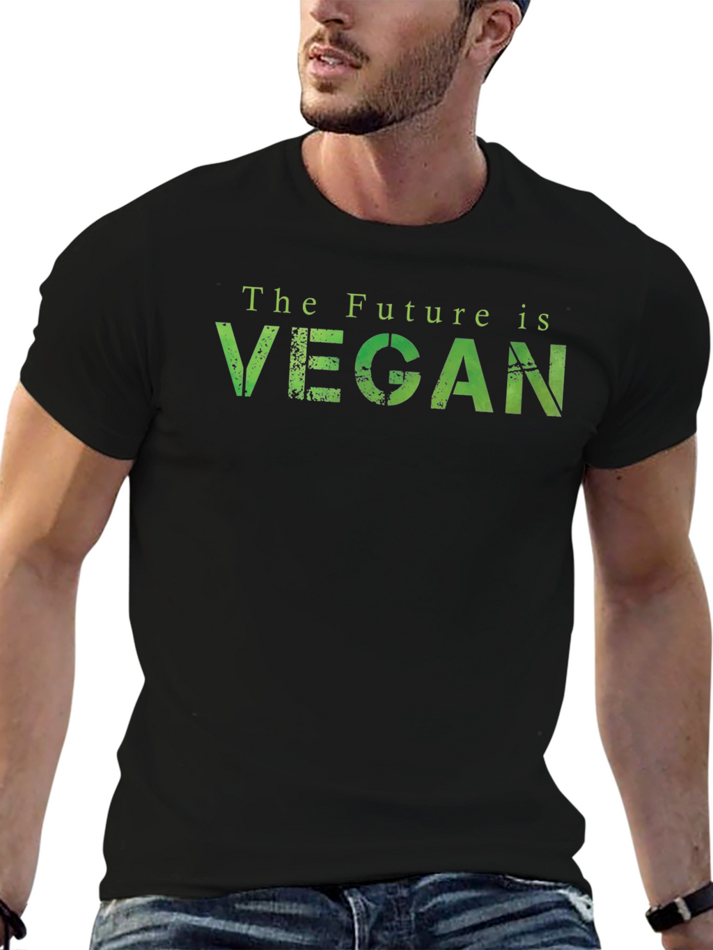 The Future is Vegan T-Shirt - Green Lettering