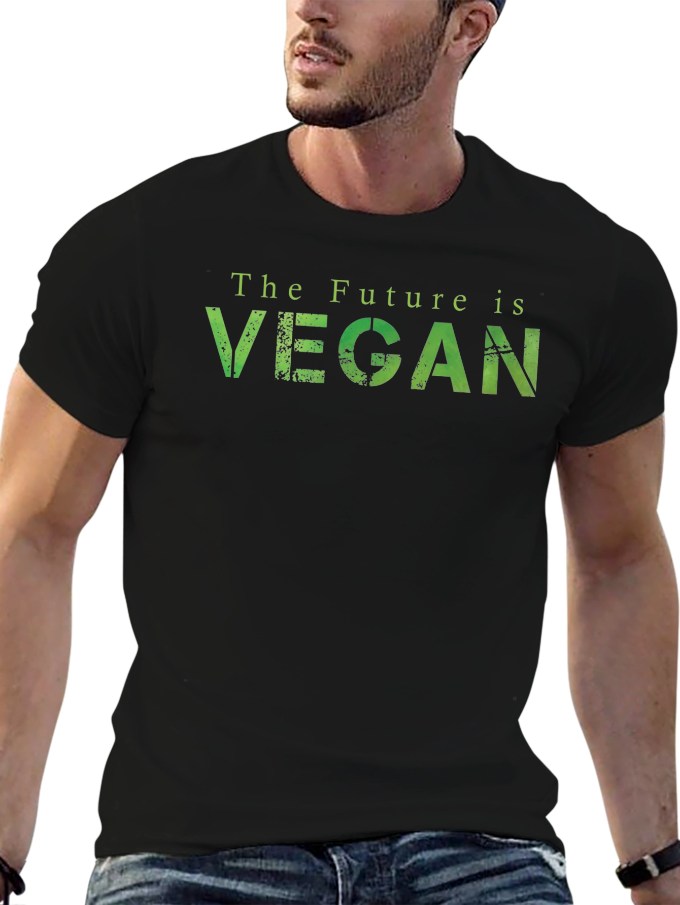The Future is Vegan T-Shirt - Green Lettering